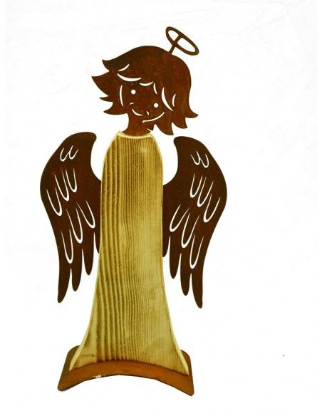Rost Engel mit Fichtenholz Weihnachtsengel - Babsi - 55 cm hoch 
Engelfigur aus Holz und Rost mit süßem Engelsgesicht.
Breite 