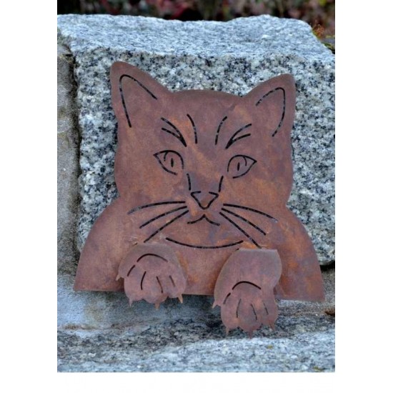 Rost Katzenkopf zum Einhängen an Zäunen und Brettern, Fensterrahmen Deko Katzen und Mäuse