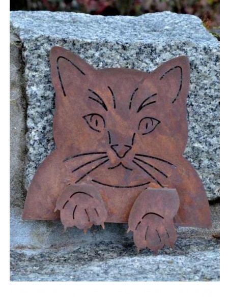 Rost Katzenkopf zum Einhängen an Zäunen und Brettern, Fensterrahmen Deko Katzen und Mäuse