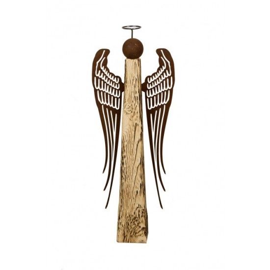 Engelfiguren kaufen und Engel Bastel-Ideen Deko Engelslügel - Amelie - zum Holzengel basteln - Höhe 20 cm Filigrane Edelrost Eng