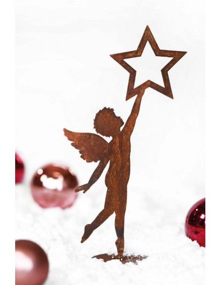 Weihnachtsdeko Engelskind unter Stern mit Standplatte 22 cm hoch 
Dieses süße Engelskind greift nach den Sternen... Putzge Deko