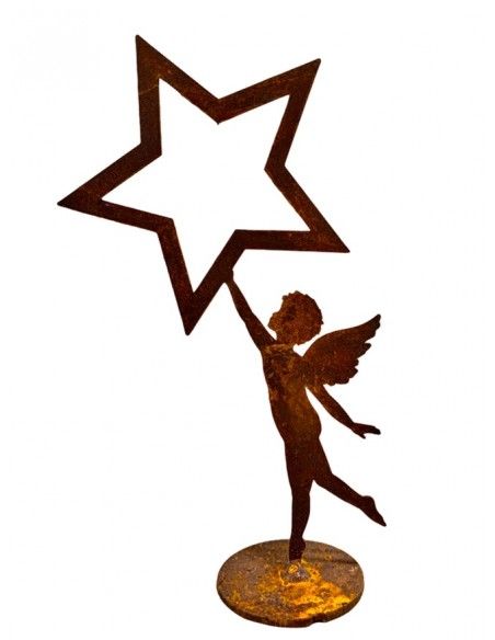 Weihnachtsdeko Engelskind unter Stern mit Standplatte 22 cm hoch 
Dieses süße Engelskind greift nach den Sternen... Putzge Deko