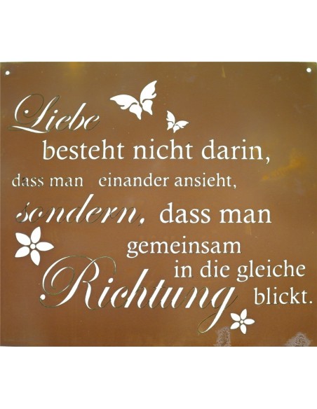 Gedichttafel Liebe besteht nicht darin, dass man einander ansieht