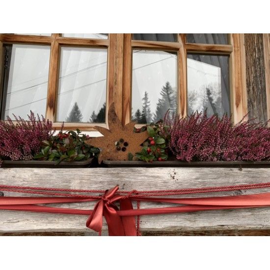 Allgäu Deko Edelrost Edelweiß zum Hängen 25cm breit Maße 25 x 23 cm
inkl. Kordel zum Aufhängen
