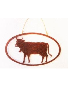 Deko zum Hängen Kuh zum Hängen mit Rahmen 25 cm 
Deko Kuh zum aufhängen und Einarbeiten in Kränze
Breite 25 cm