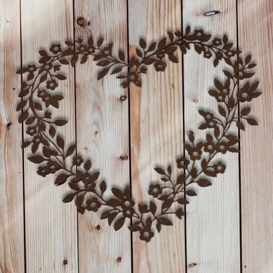 Herzige Dinge - Edelrost Dekoherzen Blütenherz - Fiori e foglie - groß - Herz Motiv Dieses wunderschöne Herz mit Blüten ist eine