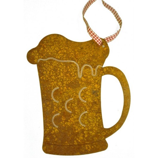 Herbstdeko Edelrost Bierkrug zum Hängen 25 cm hoch Maße 25 x 20 cm
inkl. Rot-Weißer Kordel zum Aufhängen
einseitg mit weißem Edd
