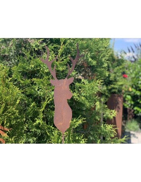 Tierstecker Edelrost GroßerHirschkopf Gartenstecker 52 cm hoch zzgl. Stange - Gesamthöhe 145 cm 
Hirschkopf 52 cm hoch
zzgl. S