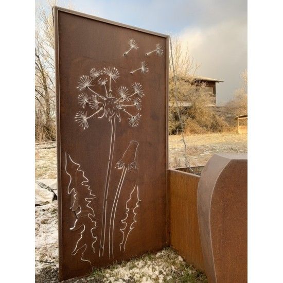 Blumen Sichtschutzwände Sichtschutzwand Pusteblume Höhe 200 cm - Löwenzahn Sichtschutz Ausgefallene 2 m hohe Sichtschutzwand aus