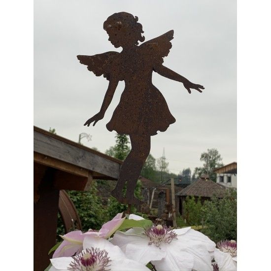 Gartenstecker Gartenengel - Carolina - als Gartenstecker - Höhe 28 cm, Gesamthöhe 88 cm Edelrost Gartenstecker Gartenengel "Caro