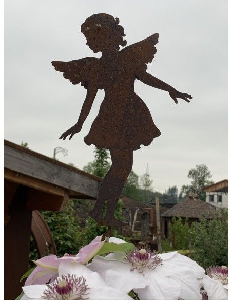 Gartenstecker Gartenengel - Carolina - als Gartenstecker - Höhe 28 cm, Gesamthöhe 88 cm Edelrost Gartenstecker Gartenengel "Caro