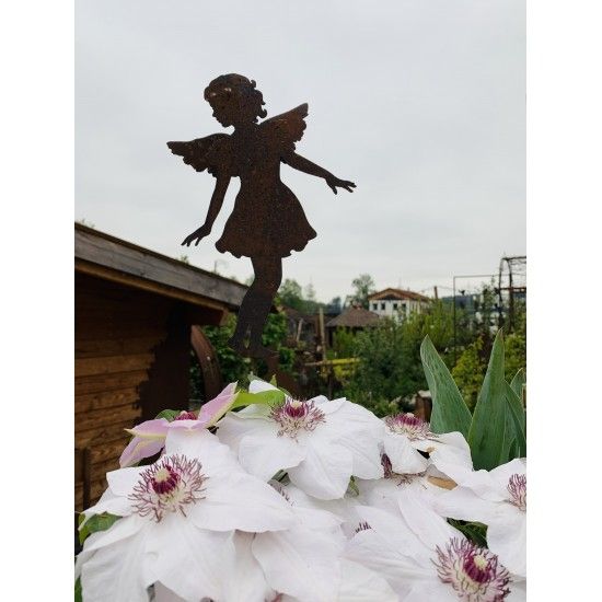 Gartenstecker Gartenengel - Carolina - als Gartenstecker - Höhe 28 cm, Gesamthöhe 88 cm Edelrost Gartenstecker Gartenengel "Caro