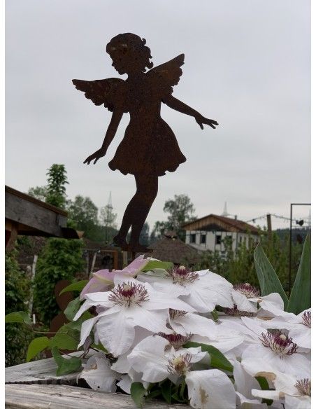 Gartenstecker Gartenengel - Carolina - als Gartenstecker - Höhe 28 cm, Gesamthöhe 88 cm Edelrost Gartenstecker Gartenengel "Caro