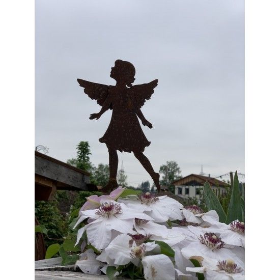 Gartenstecker Gartenengel - Barbara - als Gartenstecker - Höhe 25 cm, Gesamthöhe 85 cm Edelrost Gartenstecker Gartenengel "Barba