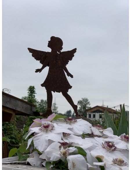 Gartenstecker Gartenengel - Barbara - als Gartenstecker - Höhe 25 cm, Gesamthöhe 85 cm Edelrost Gartenstecker Gartenengel "Barba