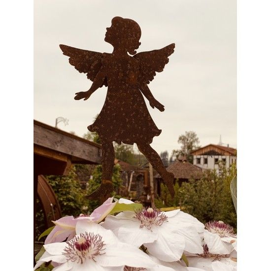 Gartenstecker Gartenengel - Barbara - als Gartenstecker - Höhe 25 cm, Gesamthöhe 85 cm Edelrost Gartenstecker Gartenengel "Barba