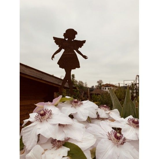 Gartenstecker Gartenengel - Anna-Lisa - als Gartenstecker - Höhe 28 cm, Gesamthöhe 88 cm Edelrost Gartenstecker Gartenengel "Ann