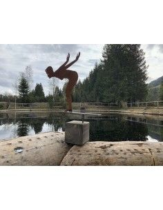 Menschen und Silhouetten Deko Badenixe - Turmspringerin auf Holzklotz - Höhe  Badezimmerdeko 2