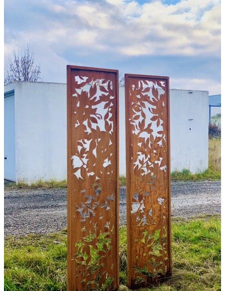 Sichtschutzwände und Paravents Blattwerk Sichtschutzwand Metall schmal, mit Umrandung, Höhe 200cm, Breite 50cm 





Ausge