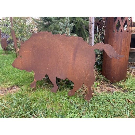 Wildschwein, Fasan und Auerhahn XL Wildschwein Gartenstecker - Länge 100 cm 
Wildschwein als Deko für deinen Garten in Edelrost