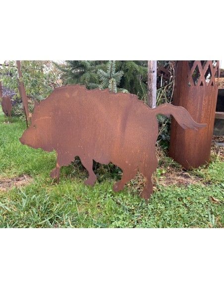 Wildschwein, Fasan und Auerhahn XL Wildschwein Gartenstecker - Länge 100 cm 
Wildschwein als Deko für deinen Garten in Edelrost