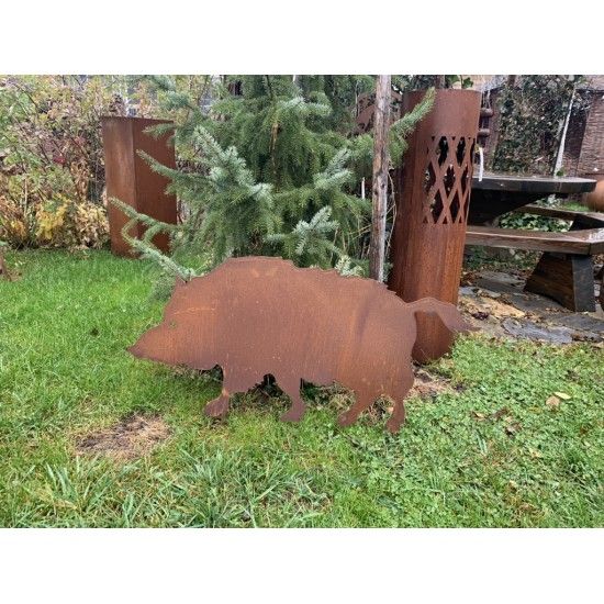 Wildschwein, Fasan und Auerhahn XL Wildschwein Gartenstecker - Länge 100 cm 
Wildschwein als Deko für deinen Garten in Edelrost