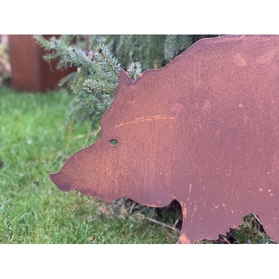 Wildschwein, Fasan und Auerhahn XL Wildschwein Gartenstecker - Länge 100 cm 
Wildschwein als Deko für deinen Garten in Edelrost