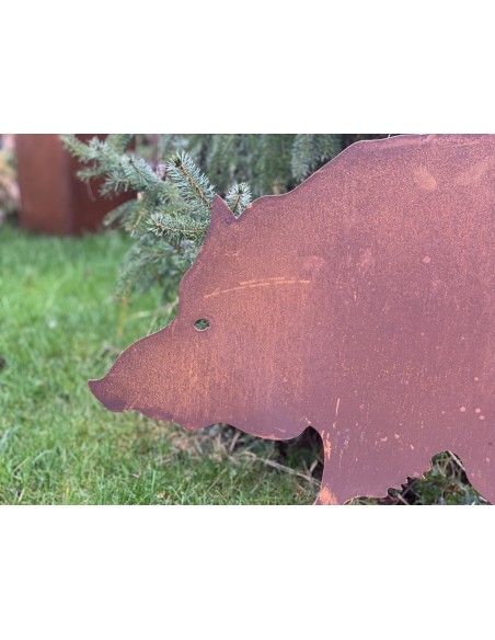 Wildschwein, Fasan und Auerhahn XL Wildschwein Gartenstecker - Länge 100 cm 
Wildschwein als Deko für deinen Garten in Edelrost