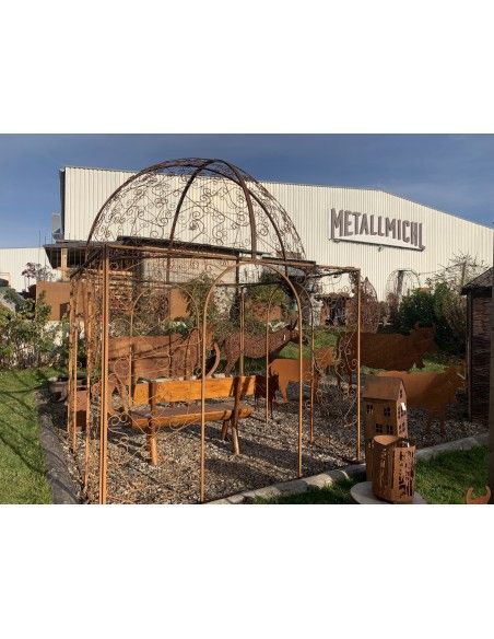 Pavillon und Kiosk Rank-Pavillon Metall Oase mit Kuppel 2,5 x 2,5 x 3,5 m Wie in einer OASE im Grünen ist dieser Rankpavillon au