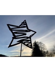 Bleistiftzeichnung Liebe und Skizzen Deko Stern Bleistiftzeichnung als Gartenstecker - Skizzen Stern - klein - 32 cm breit 
D 2