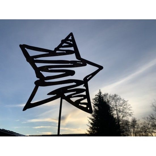 Weihnachtsdeko Stern Bleistiftzeichnung als Gartenstecker - Skizzen Stern - klein - 32 cm breit 

Deko Stern im Bleistift Desi