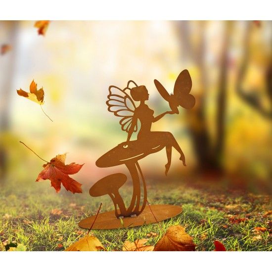 Deko Fee auf Pilz Höhe 40 cm - Elfen und Feen