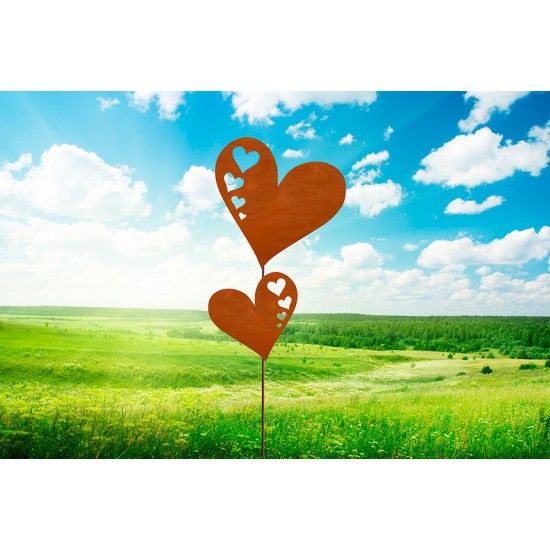 Herzstecker 2 Herzen mit Herzauschnitten