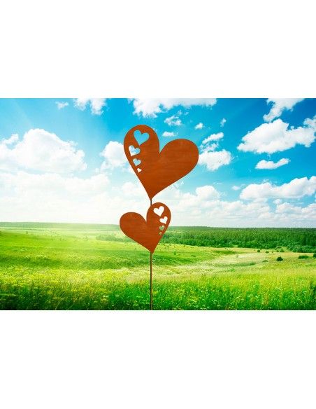 Herzstecker 2 Herzen mit Herzauschnitten