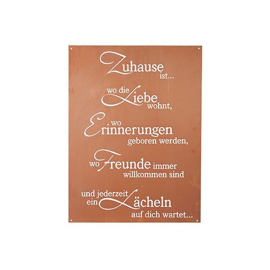 Gedichttafel - Lächelndes Zuhause - 80 x 60 cm