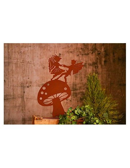 Tanzende Deko Feen auf Pilz - Höhe 39 cm - Feentanz im Frühling Tanzende Deko Feen auf Pilz - Höhe 39 cm - Feentanz im Frühling