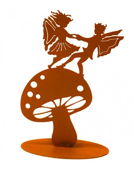 Tanzende Deko Feen auf Pilz - Höhe 39 cm - Feentanz im Frühling Tanzende Deko Feen auf Pilz - Höhe 39 cm - Feentanz im Frühling