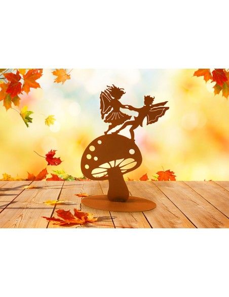 Tanzende Deko Feen auf Pilz - Höhe 39 cm - Feentanz im Frühling Tanzende Deko Feen auf Pilz - Höhe 39 cm - Feentanz im Frühling