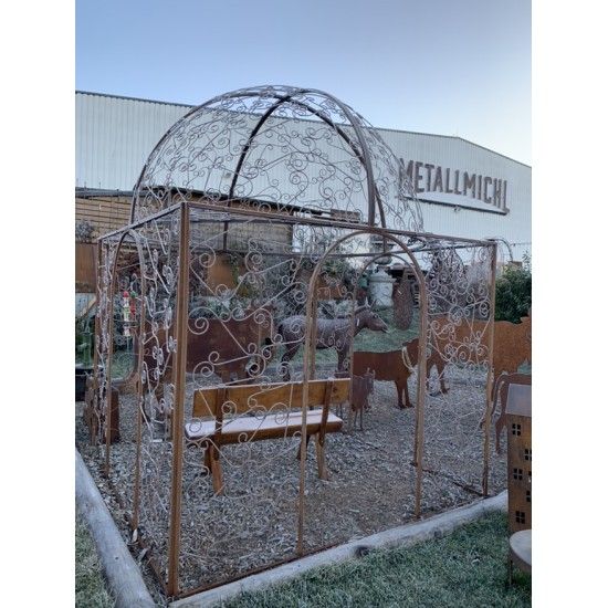 Pavillon und Kiosk Rank-Pavillon Metall Oase mit Kuppel 2,5 x 2,5 x 3,5 m Wie in einer OASE im Grünen ist dieser Rankpavillon au