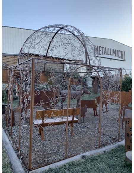 Pavillon und Kiosk Rank-Pavillon Metall Oase mit Kuppel 2,5 x 2,5 x 3,5 m Wie in einer OASE im Grünen ist dieser Rankpavillon au