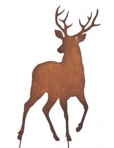 Weihnachtsdeko Deko Hirsch von vorne als Gartenstecker - Höhe 95 cm - Größe 2 Gartenstecker Hirsch von vorne mit fest angeschwei