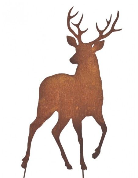 Weihnachtsdeko Deko Hirsch von vorne als Gartenstecker - Höhe 95 cm - Größe 2 Gartenstecker Hirsch von vorne mit fest angeschwei