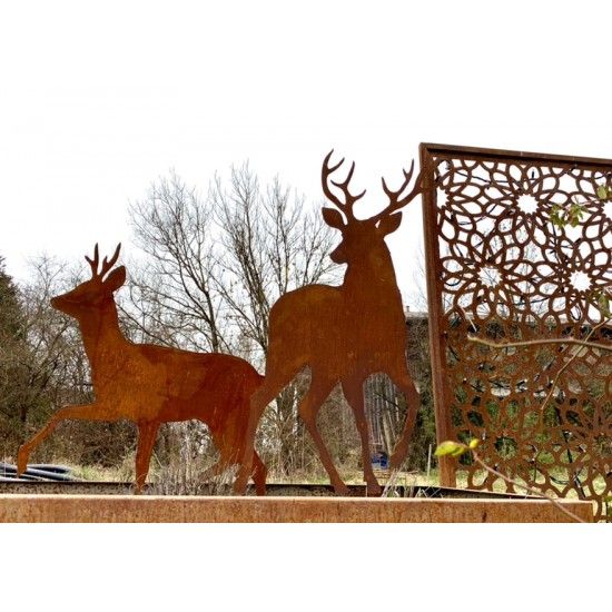 Weihnachtsdeko Deko Hirsch von vorne als Gartenstecker - Höhe 95 cm - Größe 2 Gartenstecker Hirsch von vorne mit fest angeschwei