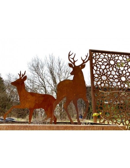 Weihnachtsdeko Deko Hirsch von vorne als Gartenstecker - Höhe 95 cm - Größe 2 Gartenstecker Hirsch von vorne mit fest angeschwei