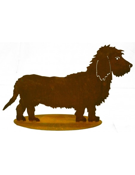 Rauhaardackel Gartenfigur Deko Rost