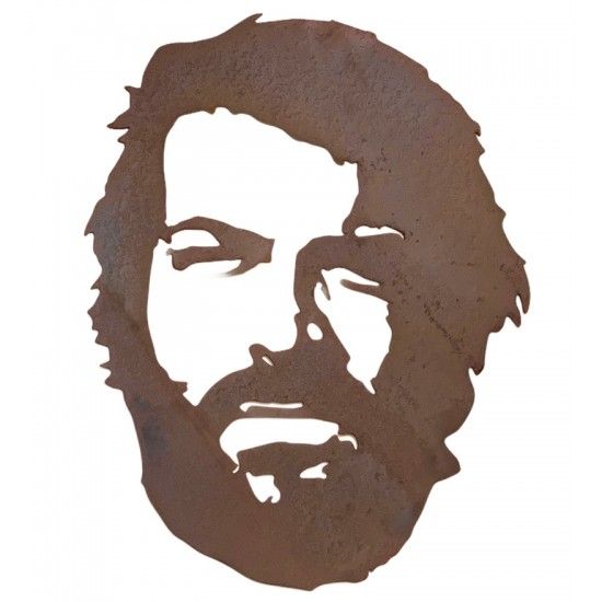 Menschen und Silhouetten Bud Spencer Wandbild Metall - 50 cm hoch - Massive Qualität mit 3 mm Stahl Das Metall Wandbild Bud Spen