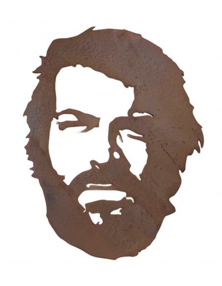 Menschen und Silhouetten Bud Spencer Wandbild Metall - 50 cm hoch - Massive Qualität mit 3 mm Stahl Das Metall Wandbild Bud Spen