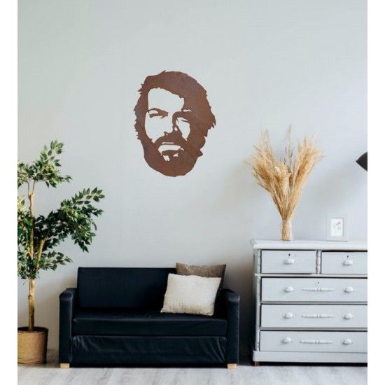 Menschen und Silhouetten Bud Spencer Wandbild Metall - 50 cm hoch - Massive Qualität mit 3 mm Stahl Das Metall Wandbild Bud Spen