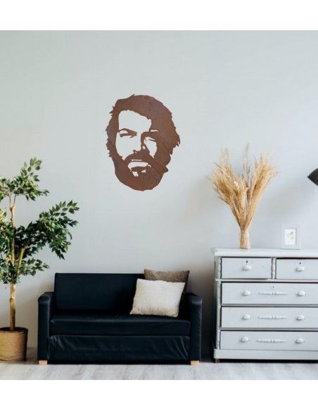 Menschen und Silhouetten Bud Spencer Wandbild Metall - 50 cm hoch - Massive Qualität mit 3 mm Stahl Das Metall Wandbild Bud Spen