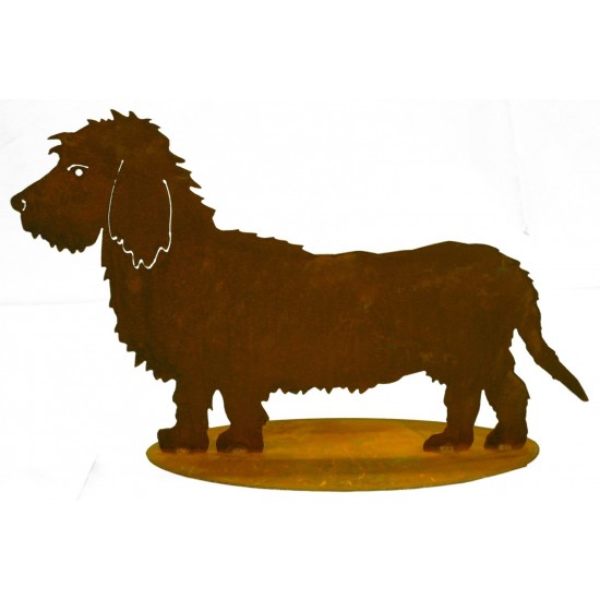 Gartendeko Hund Dackel Rauhaar